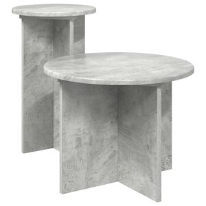 vidaXL Sidebordssett med lagring 2 pcs Betonggr&aring; Konstruert tre
