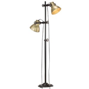 vidaXL Gulvlampe med 2 lampeskjermer messing E27 st&oslash;pejern
