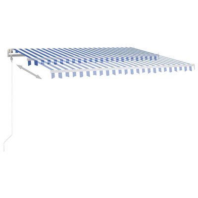 vidaXL Manuell uttrekkbar markise med LED 4x3 m blå og hvit