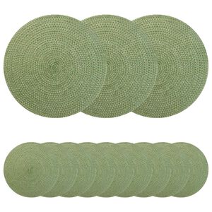 vidaXL Jute Placemets 12 stk. Olivengr&oslash;nn 100% Tossa Jute