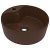 vidaXL Luksuri&oslash;s servant med overl&oslash;p matt m&oslash;rkebrun 36x13 cm keramisk