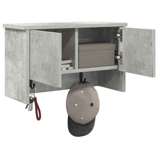 vidaXL Vegghengt kleshenger Betonggr&aring; 50 x 20 x 30 cm Konstruert tre