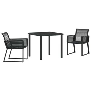 vidaXL Hage Spisegruppe 3 pcs Svart Pulverlakkert st&aring;l