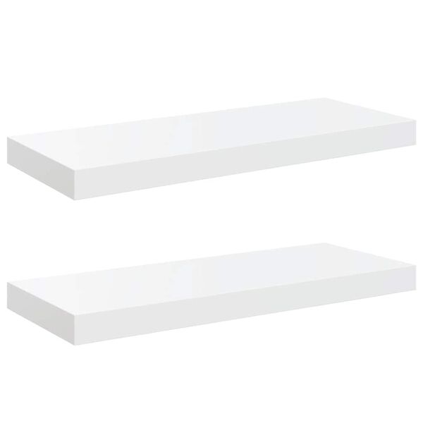 vidaXL Flytende vegghyller 2 stk h&oslash;yglans hvit 60x23,5x3,8 cm MDF