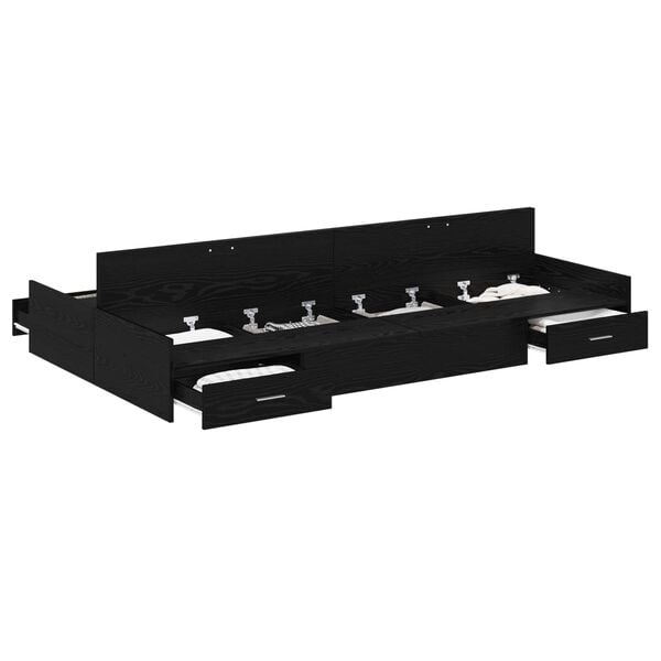 vidaXL Seng med lagring Svart Eik 120 x 200 cm Konstruert tre