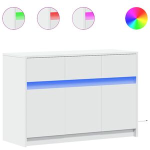vidaXL TV-benk med LED hvit 91x34x61 cm konstruert tre
