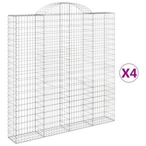vidaXL Gabionkurver buede 4 stk 200x30x200/220 cm galvanisert jern