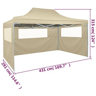 vidaXL Sammenleggbart telt med 3 vegger 3x4,5 m kremhvit