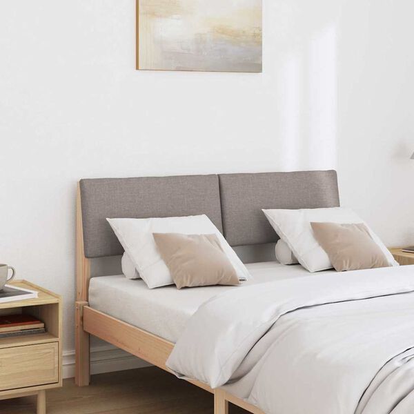 vidaXL Polstret sengegavl Gr&aring;brun 120 cm Massiv furu