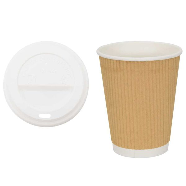 vidaXL Papir kaffekopper med lokk 1000 stk 16oz 400 ml