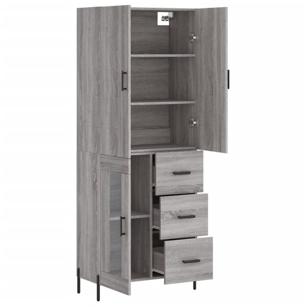 vidaXL Highboard gr&aring; sonoma 69,5x34x180 cm konstruert tre