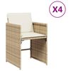 vidaXL Hagestoler med puter 4 stk beige polyrotting