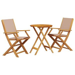 vidaXL Bistrosett 3 deler gr&aring;brun stoff og heltre