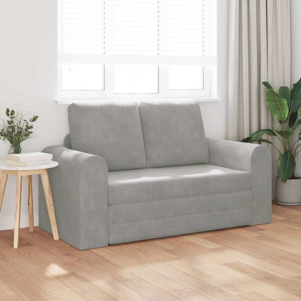 vidaXL Sammenleggbar Sofa seng Lysegr&aring; 148 x 71 x 83 cm Fl&oslash;yel