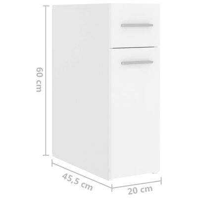vidaXL Apotekskap hvit 20x45,5x60 cm sponplater