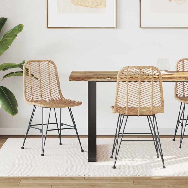 vidaXL Spisestuestol 2 pcs Naturlig 44,5 x 55 x 85 cm Rattan og Jern