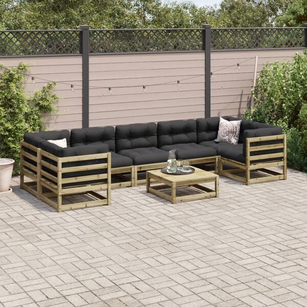 vidaXL Hagesofasett 8 deler impregnert furu