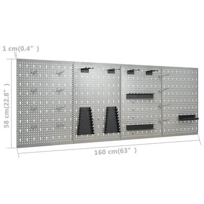 vidaXL Arbeidsbenk med 4 vegghengte verktøytavler