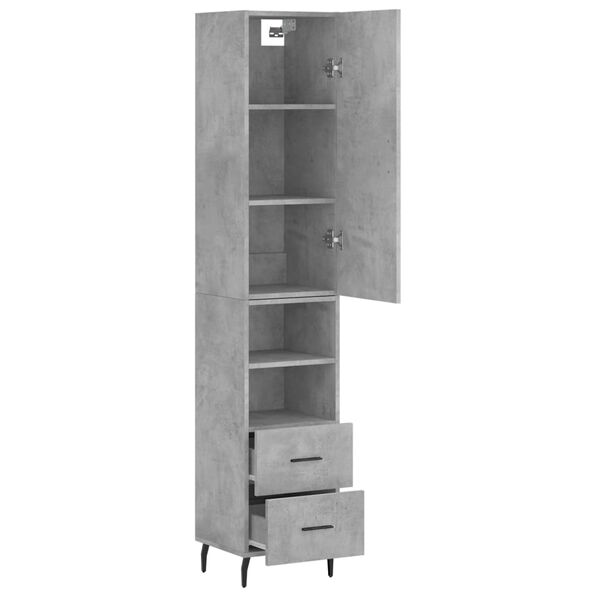 vidaXL Highboard betonggr&aring; 34,5x34x180 cm konstruert tre