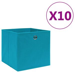 vidaXL Oppbevaringsbokser 10 stk ikke-vevet stoff 28x28x28 cm babybl&aring;