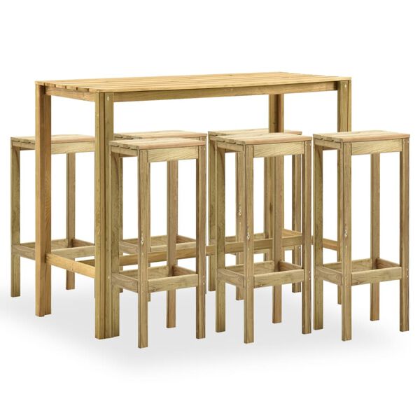 vidaXL Hagebarsett 7 stk gr&oslash;nnimpregnert furu