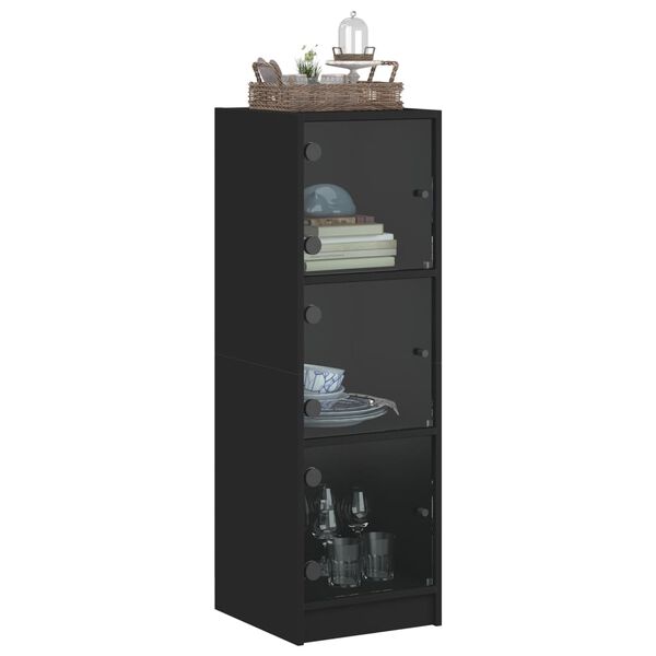 vidaXL Highboard med glassdører svart 35x37x109 cm
