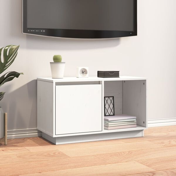 vidaXL TV-benk hvit 74x35x44 cm heltre furu