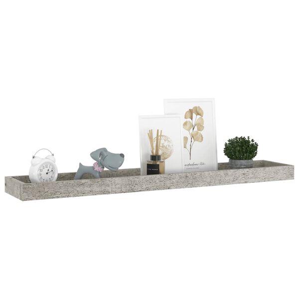 vidaXL Loggia-vegghyller 4 stk betonggr&aring; 80x15x4 cm MDF