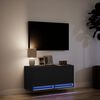 vidaXL Vegghengt TV-benk med LED svart 80x31x35 cm