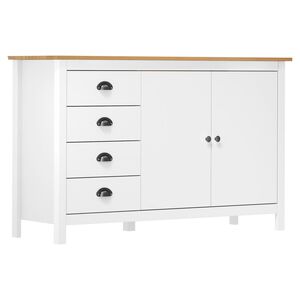 vidaXL Skjenk Hill hvit 130x40x80 cm heltre furu