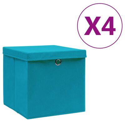 vidaXL Oppbevaringsbokser med deksler 4 stk 28x28x28 cm babyblå