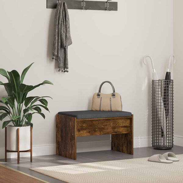 vidaXL Gangbenk med pute R&oslash;kt eik 63 x 38 x 40 cm