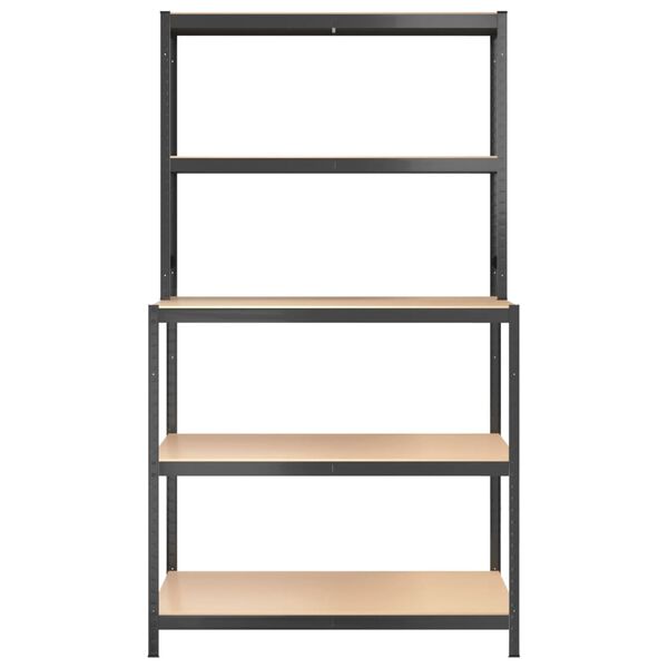 vidaXL Arbeidsbord med hyller 5 lag antrasitt stål og konstruert tre