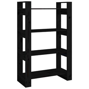 vidaXL Bokhylle/romdeler svart 80x35x125 cm heltre furu