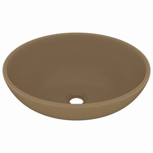 vidaXL Luksuri&oslash;s servant ovalformet matt kremhvit 40x33 cm keramisk