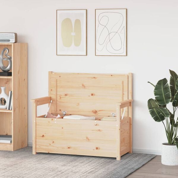 vidaXL Benk kunstskinn 112,5x51,5x96,5 cm heltre furu