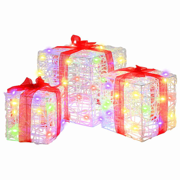 vidaXL Gaveeske med 60 LED 3 pcs Flerfarget 20 x 20 x 20 cm Akryl