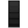 vidaXL Bokhylle 4 niv&aring;er h&oslash;yglans svart 60x24x142 cm konstruert tre