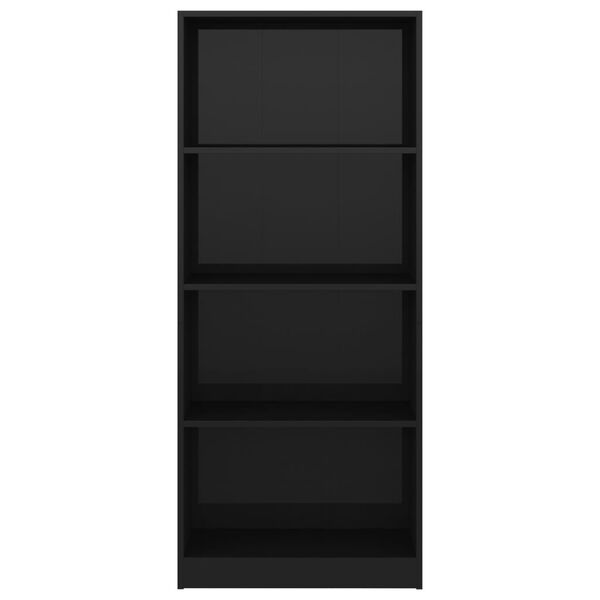 vidaXL Bokhylle 4 niv&aring;er h&oslash;yglans svart 60x24x142 cm konstruert tre