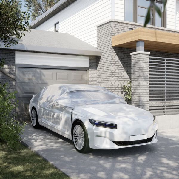 vidaXL Halvt biltrekk med kroker Silver M PEVA