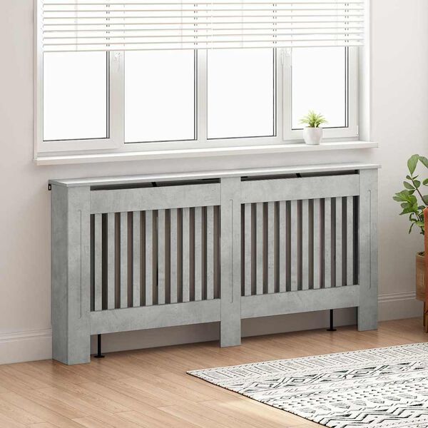 vidaXL Radiator Deksel Betonggr&aring; 172 x 19 x 81,5 cm Konstruert tre