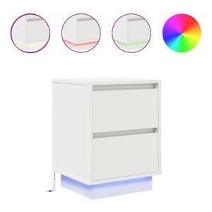 vidaXL Nattskap med LED-lys Hvit 38x34x50 cm