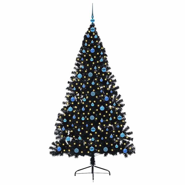 vidaXL Kunstig Forh&aring;ndsopplyst Juletre med 300 LED Svart 210 cm PVC