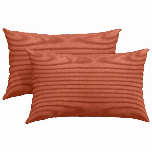 vidaXL Sofaputer 2 pcs Rød oransje 50 x 30 cm Corduroy stoff