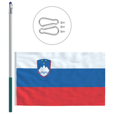 vidaXL Slovensk flagg og stang aluminium 6 m