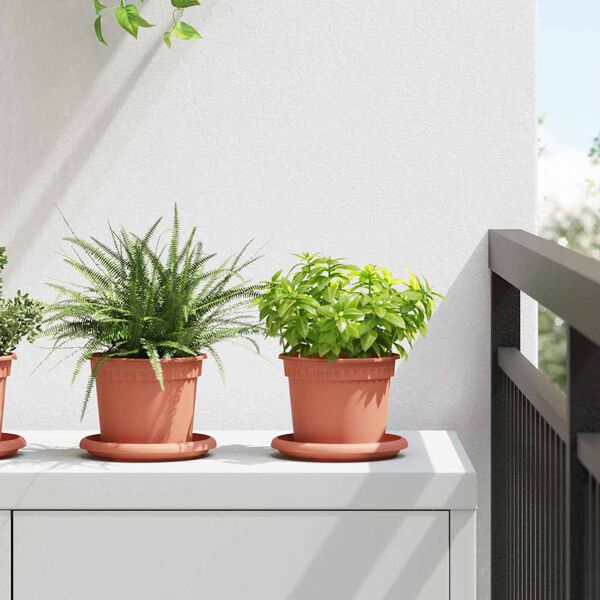 vidaXL Rund Blomsterpotte 24 pcs Klinker R&oslash;d &Oslash; 12,5 x 10 cm Plast