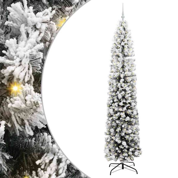 vidaXL Kunstig juletre med 300 LED gr&oslash;nn 240 cm PVC og st&aring;l og plast