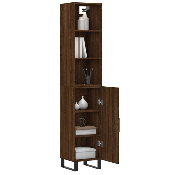 vidaXL Highboard brun eik 34,5x34x180 cm konstruert tre