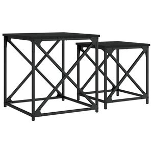 vidaXL Stablebare salongbord 2 stk svart konstruert tre