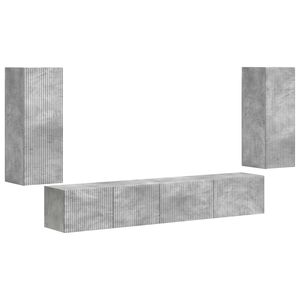 vidaXL TV-benksett 4 pcs Betonggr&aring; Konstruert tre